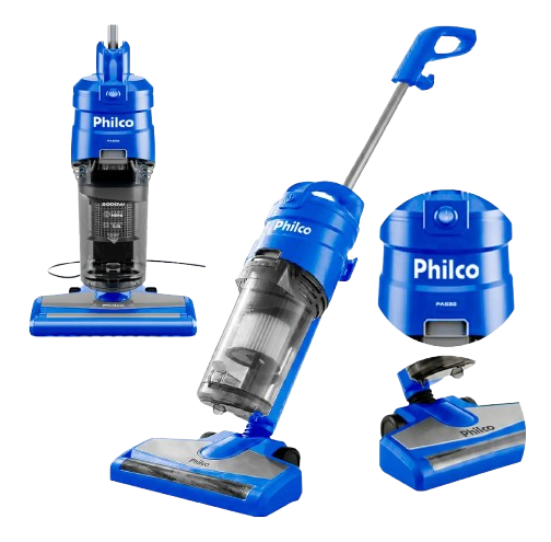 Aspirador Philco Power Clean 2000W 2 em 1 com filtro HEPA, tecnologia Cyclone e função vertical e portátil.