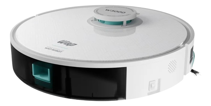 Robô aspirador de pó premium da marca WAP com sensores de navegação integrados.